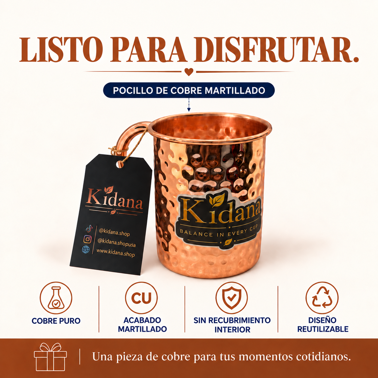 Vaso de cobre martillado